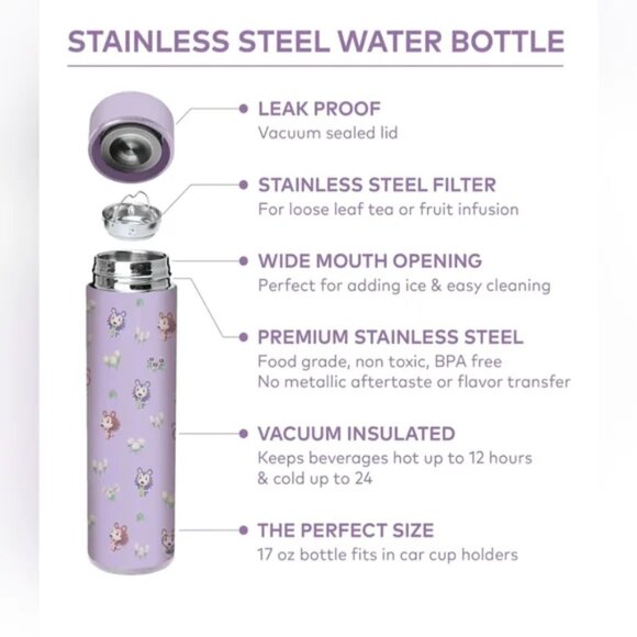 Animal Crossing Stainless Steel Water Bottle Brand new - Picture 7 of 16